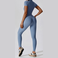 Κλασική κοντομάνικη φόρμα με φερμουάρ - Foggy Blue