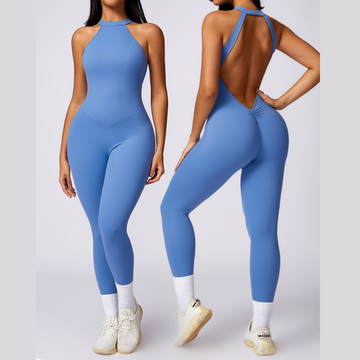 Effortless Stylish Scrunched Jumpsuit - Blue