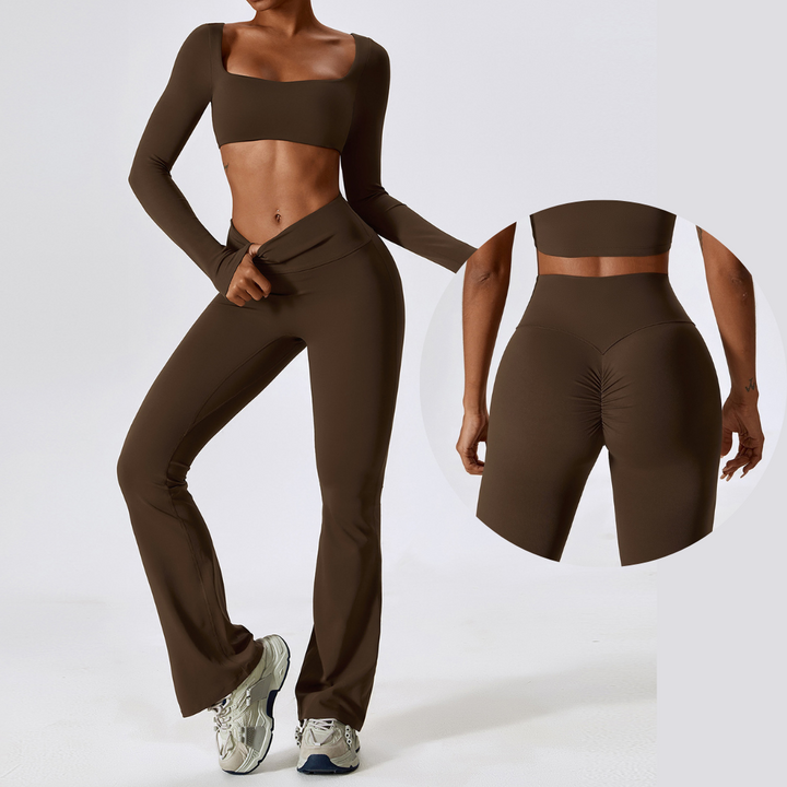 Long Sleeve Scrunch Flared Legging Set