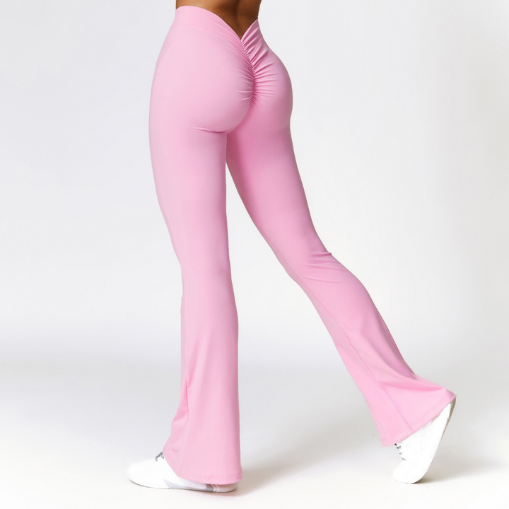 Deep V Scrunched Bell Bottom Legging