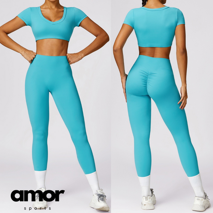 Short Sleeve Premium Scrunched Legging Set