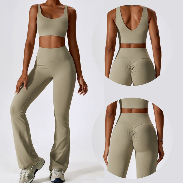 Deep V Flared Legging Set