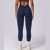 Premium V-Shape Scrunched Pocket Legging - Navy