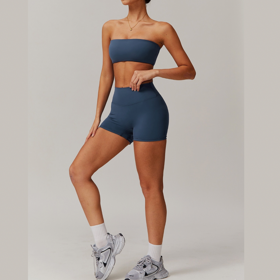 SleekFlex Strapless Top Short Set - Blue