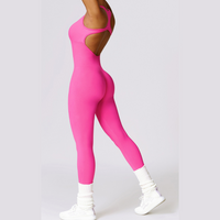 Seamless Cross Back Stylish Jumpsuit - Pink