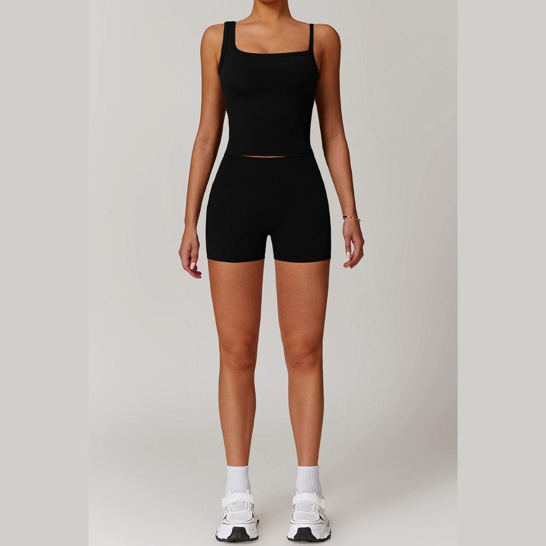 COLA Premium Scrunched Short Set - Black