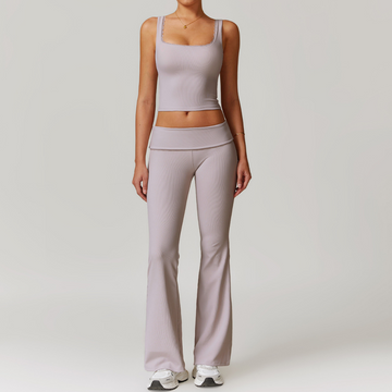 BONI Vest Top Flared Legging Set - Beige