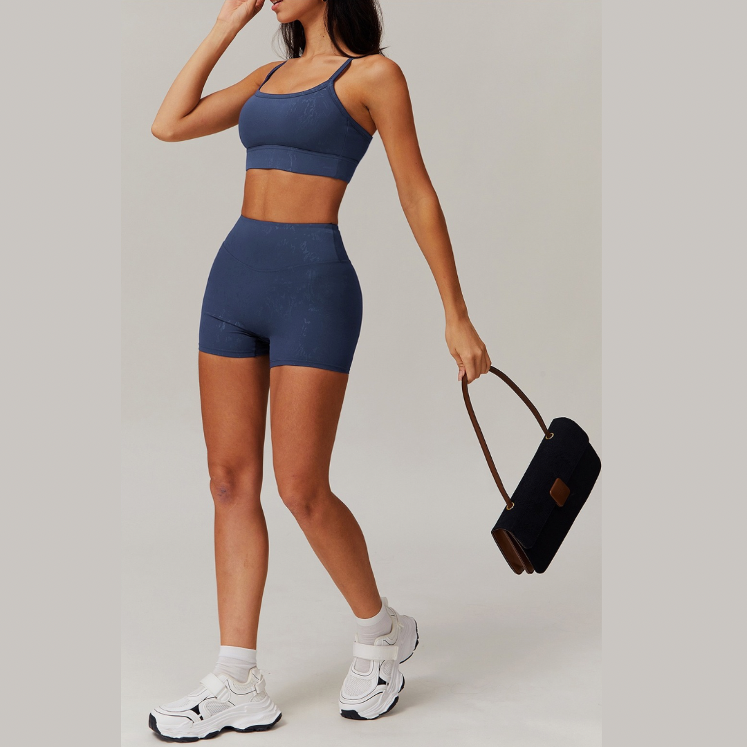 Elysian Glow Sculpt Short Set - Navy
