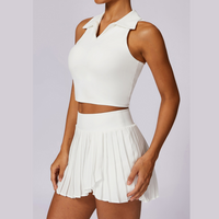 Vest Top Cute Tennis Skirt Set - White