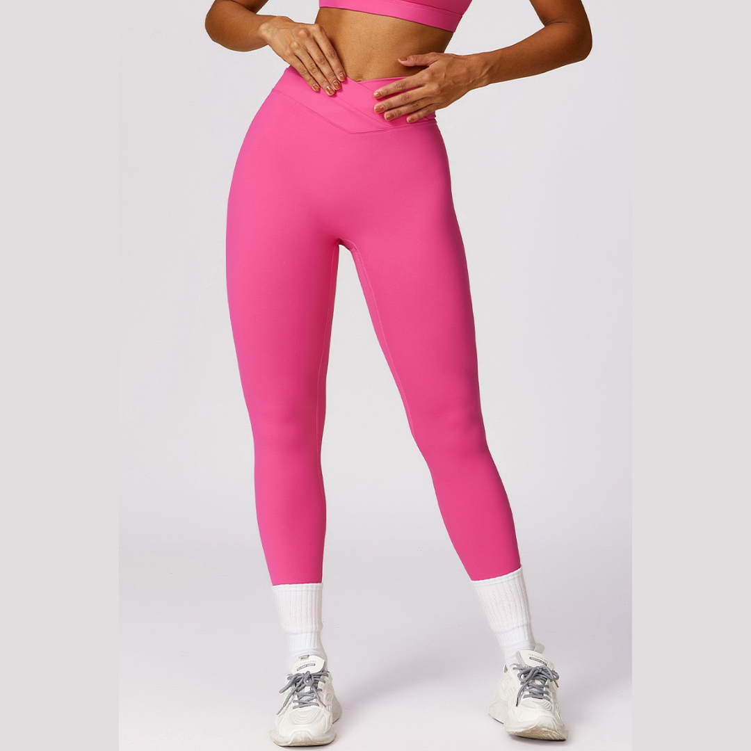 Stylish V-Shape Design Legging - Pink