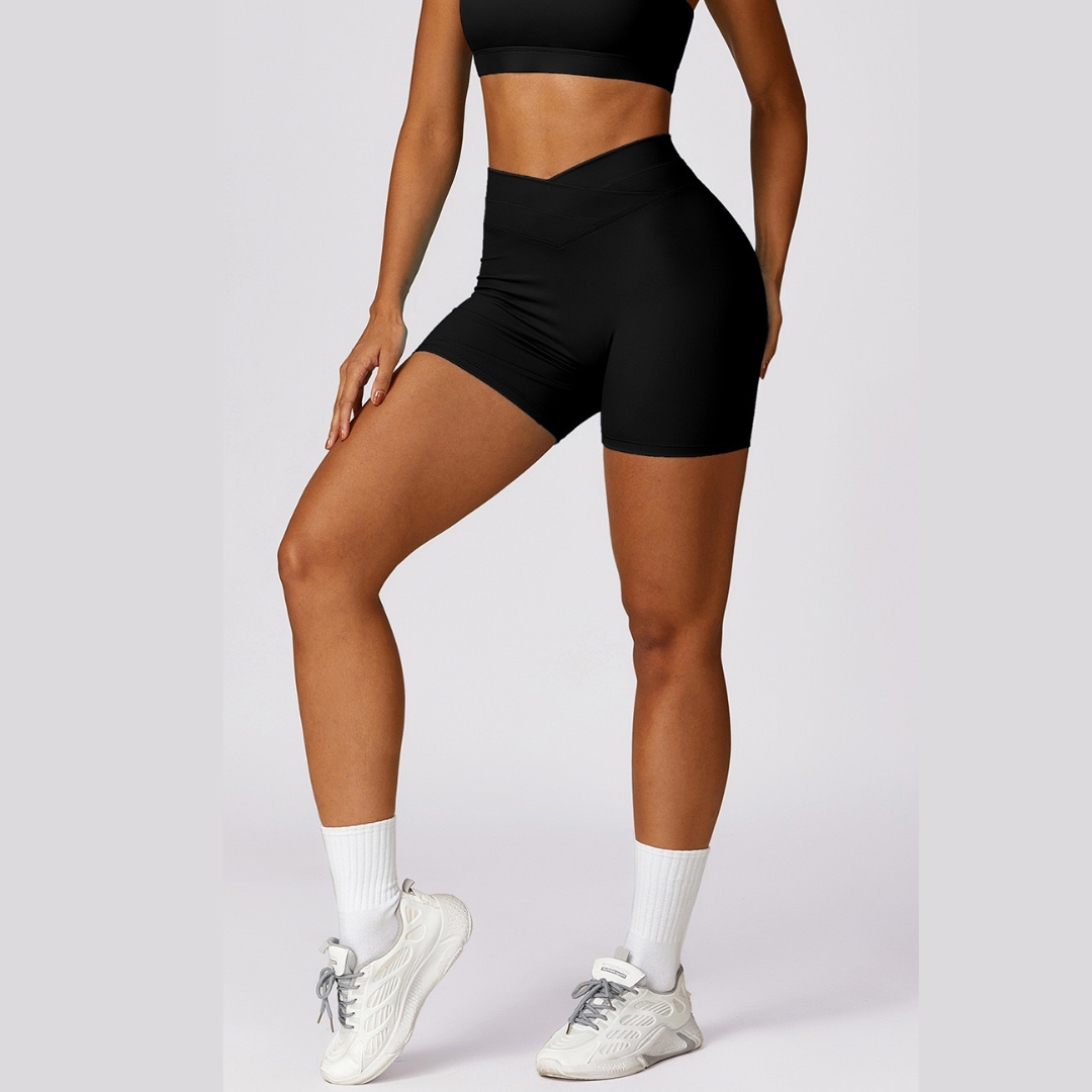 Stylish V-shape Wasit Design Short - Black