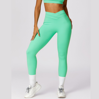 Stylish V-Shape Design Legging - Green