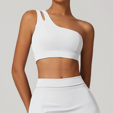 DONA Chic Single Shoulder Crop Top - White