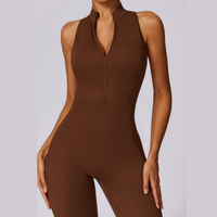 Scrunched Butt Lifting Jumpsuit - Coffee