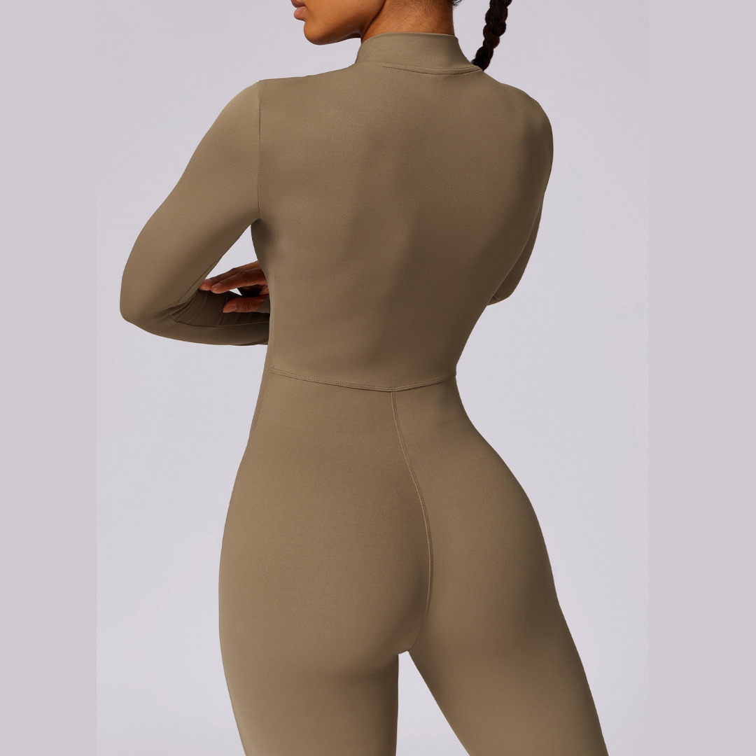 Classic Long-Sleeve Jumpsuit - Khaki