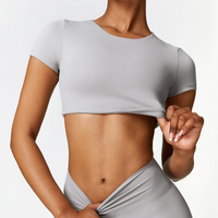 CHRISTIA Comfy Short Sleeve Crop Top - Grey