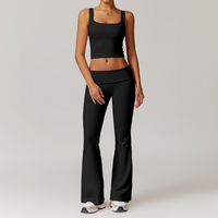 BONI Vest Top Flared Legging Set - Black