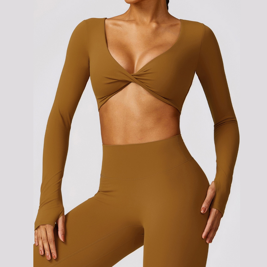 Sexy Long Sleeve Premium Legging Set - Caramel