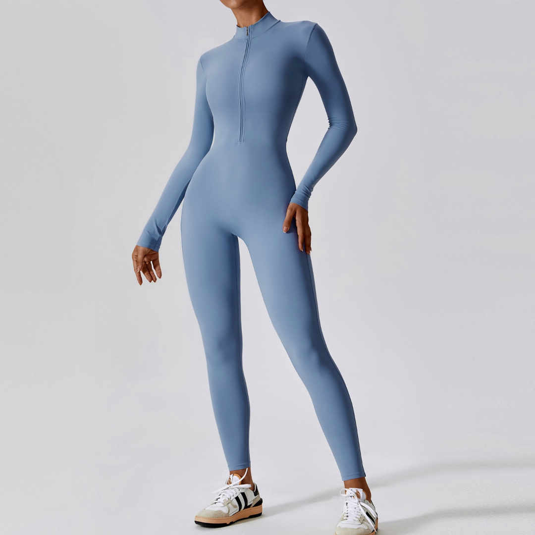 Classic Long-Sleeve Jumpsuit - Blue