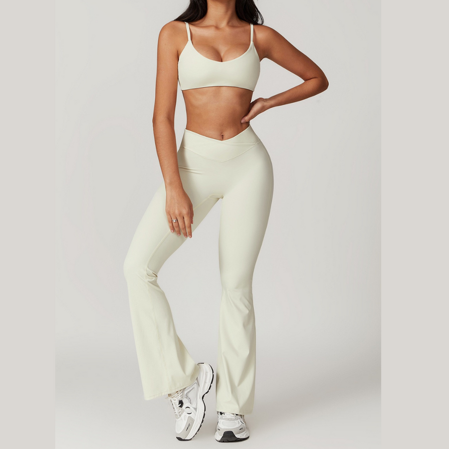 Sustainable Stylish Flared Legging Set - Cream White