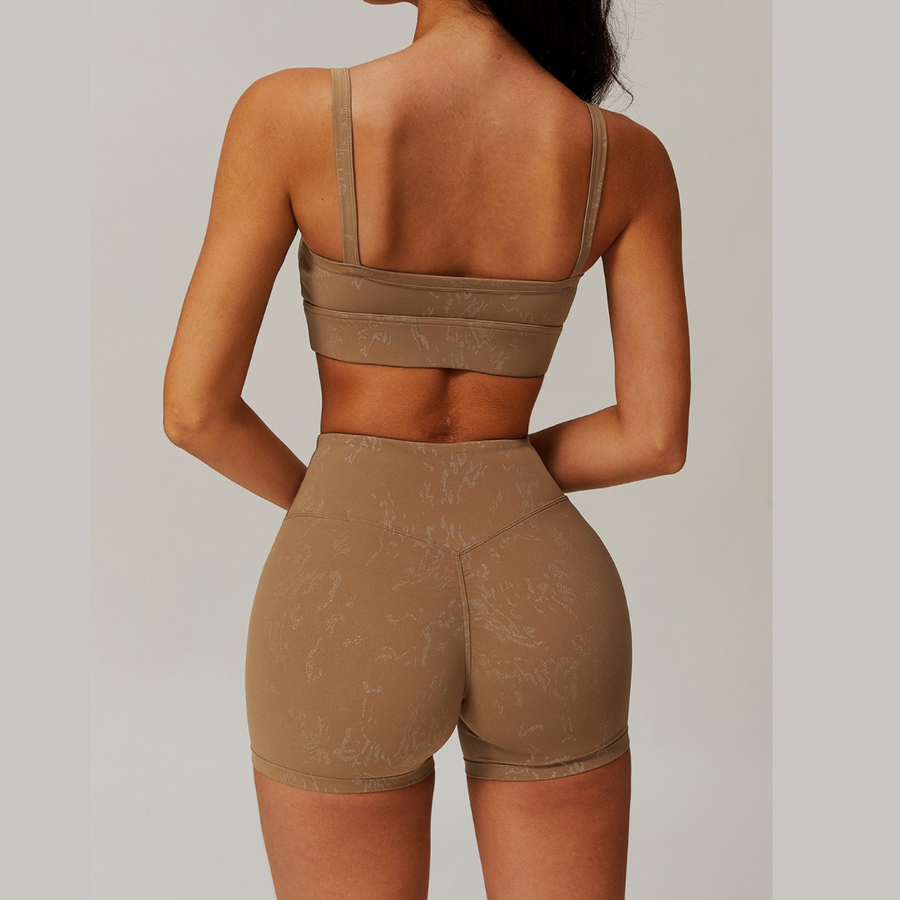 Elysian Glow Sculpt Short Set - Brown