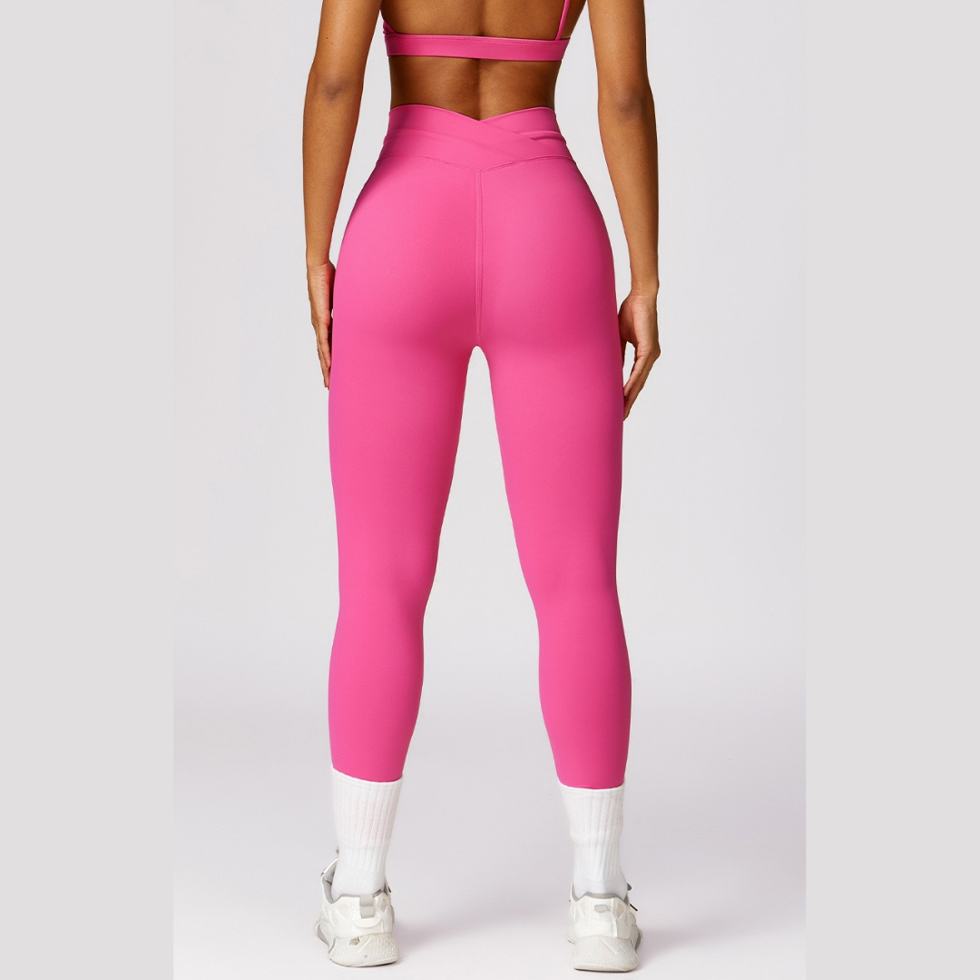 Stylish V-Shape Design Legging - Pink