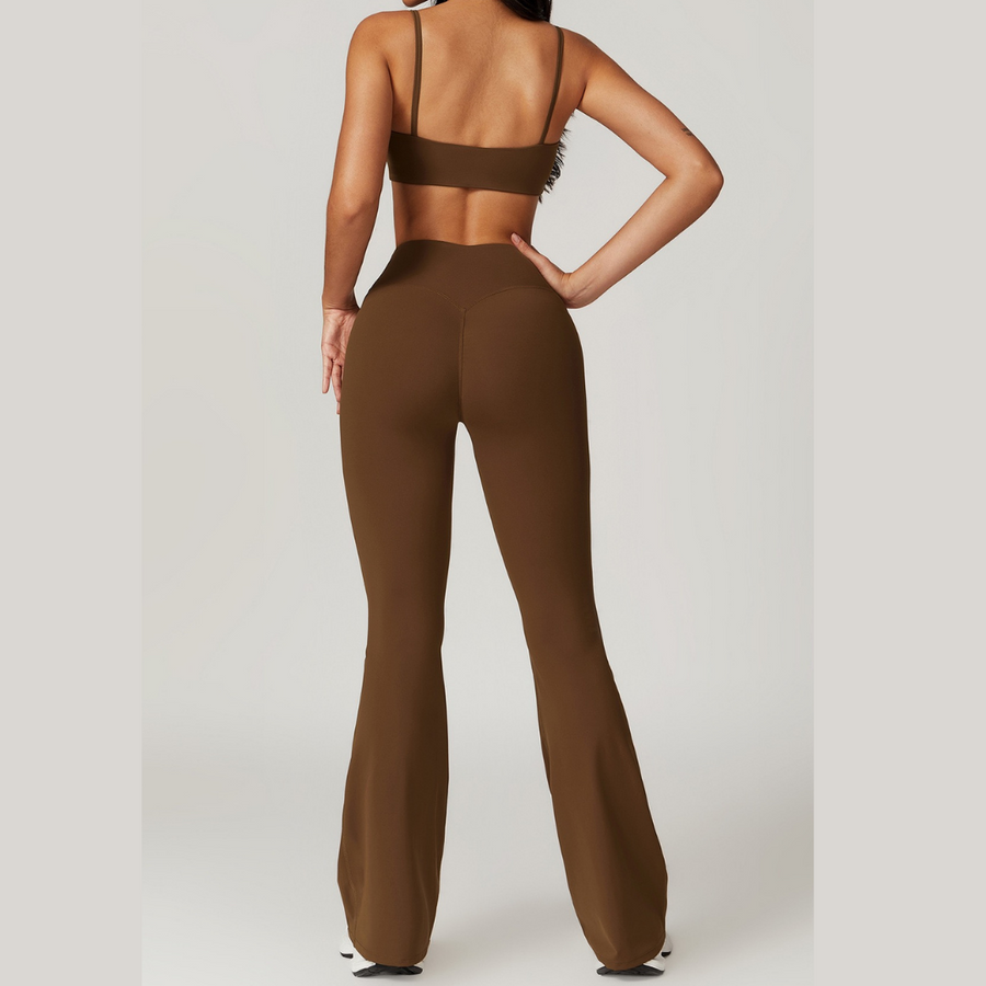 Sustainable Stylish Flared Legging Set - Coffee