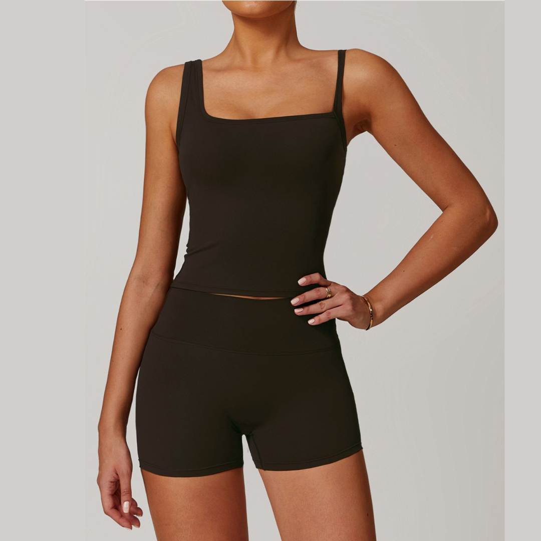 COLA Premium Scrunched Short Set - Dark Coffee