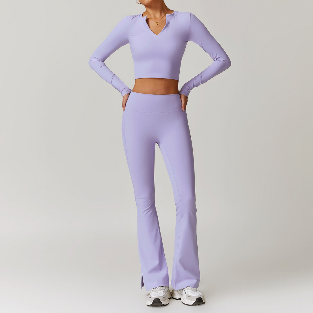 VERA Long Sleeve Yoga Legging Set - Lavender