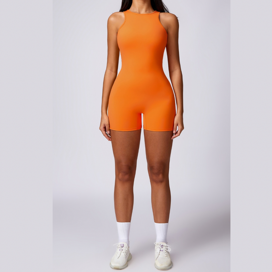 Backless Elegant Sexy Scrunched Romper - Orange