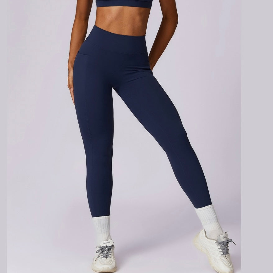 Premium V-Shape Scrunched Pocket Legging - Navy