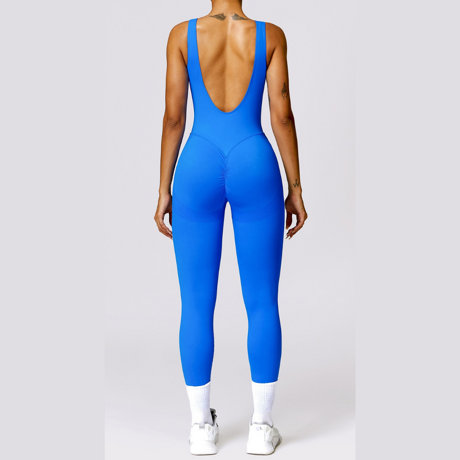 Seamless Deep-V Jumpsuit - Electric Blue