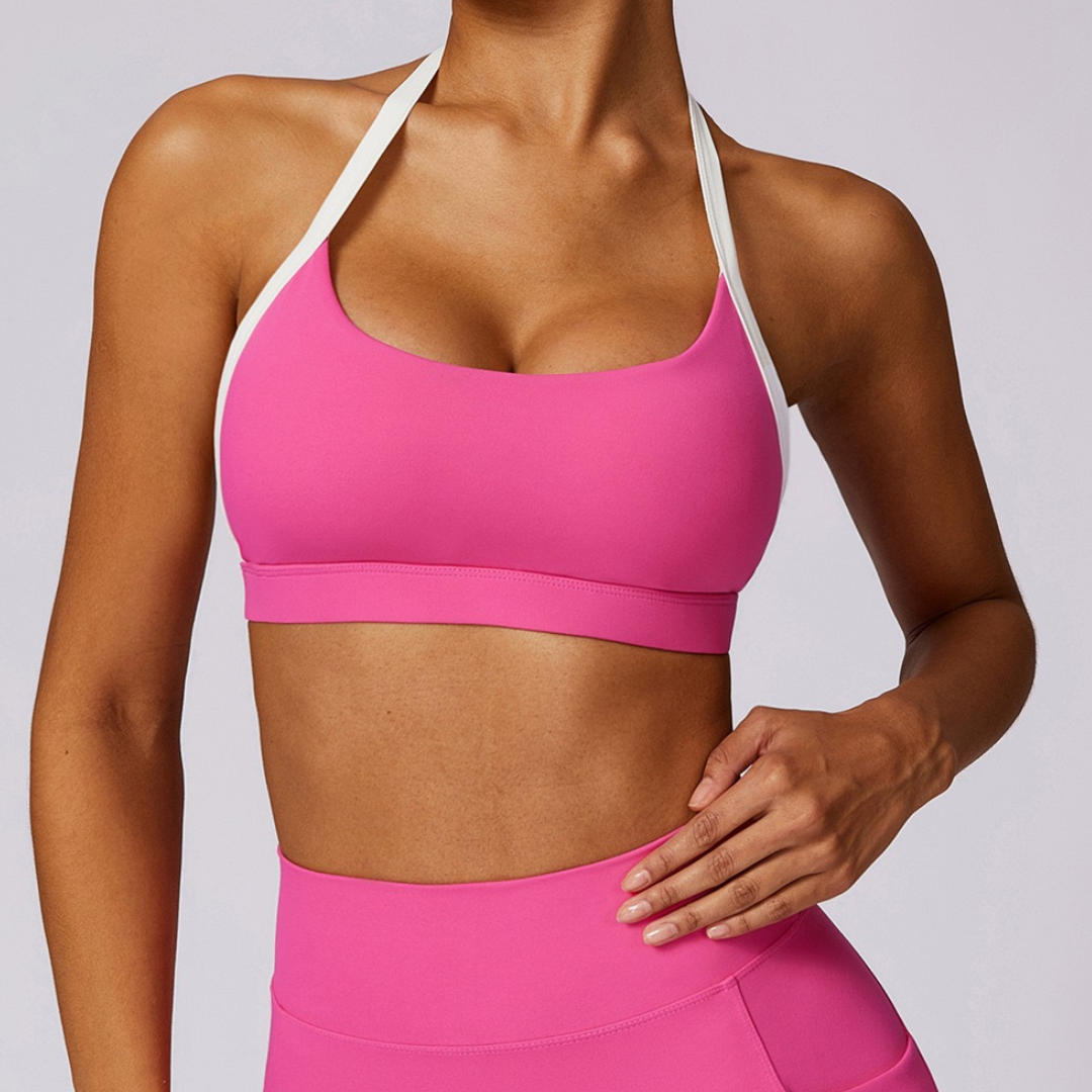 White Strap Stylish Backless Crop Top - Pink