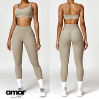 V-Top Skinny Scrunched Legging Set - Τσιμέντο 