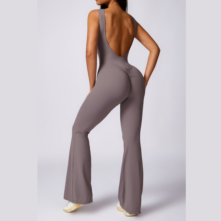 Adina Sexy Scrunch Backless Jumpsuit - Purple Grey