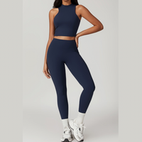 CAMILA Strong Support Vest Top Legging Set - Navy