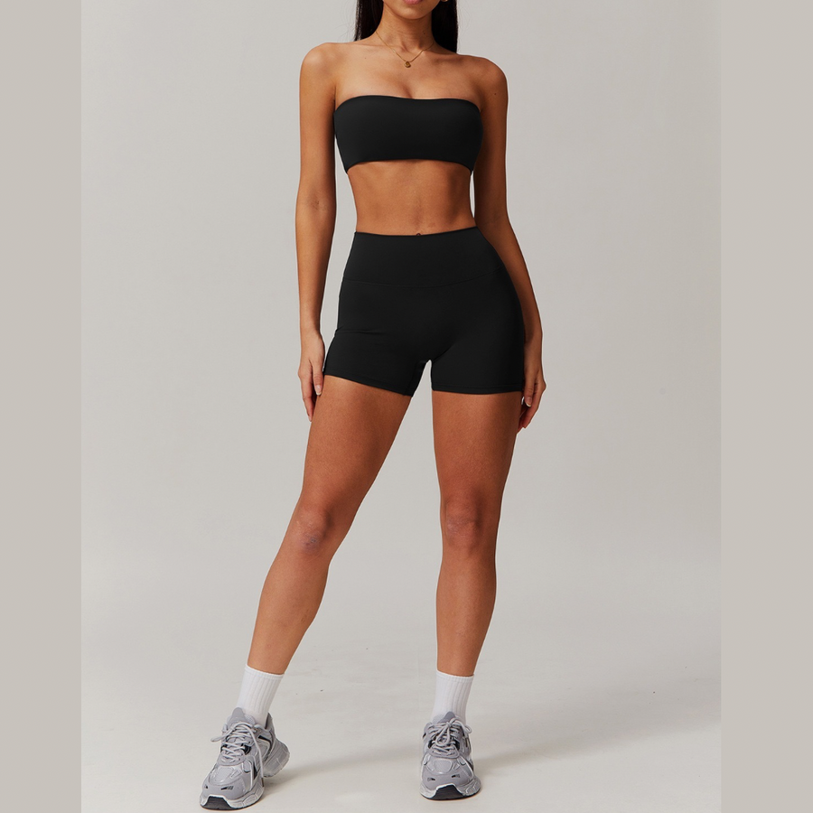 SleekFlex Strapless Top Short Set - Black