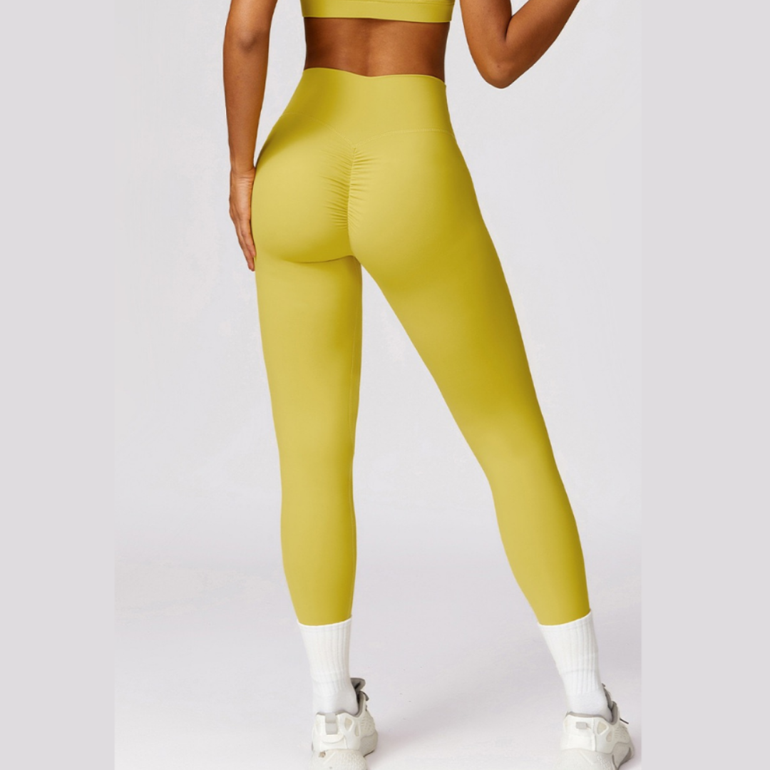 Sexy Style Skinny Scrunched Legging - Lemon Yellow