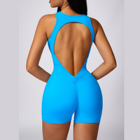 Backless Elegant Sexy Scrunched Romper - Blue