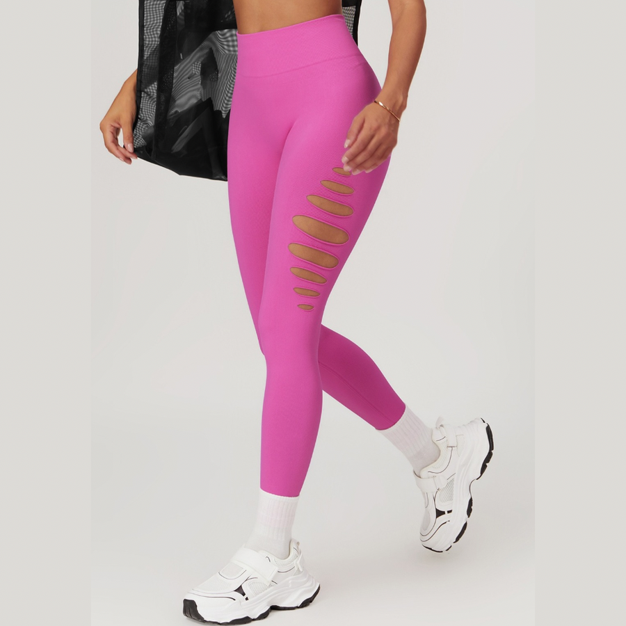 Unique Stylish Hollow Sexy Legging - Pink