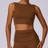 Elegant Square Design Crop Top - Caramel