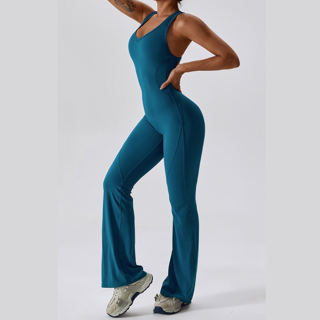 Timeless Bell Bottom Jumpsuit - Blue