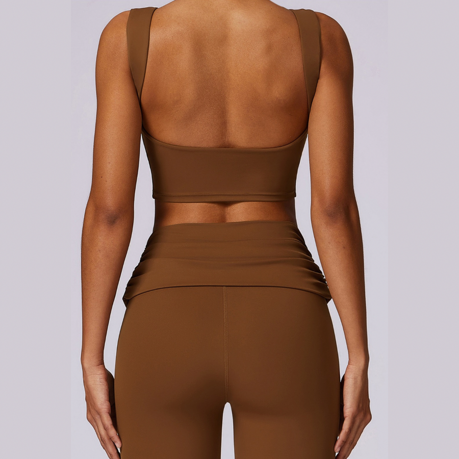 Elegant Square Top Flared Bottom Set - Caramel