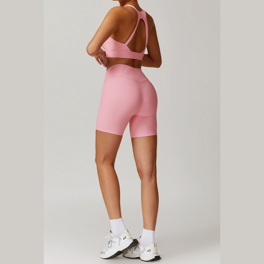 Alibi Ribbed Stylish Premium Short Set - Pink