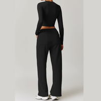 VERA Long Sleeve Top with Pants Set - Black