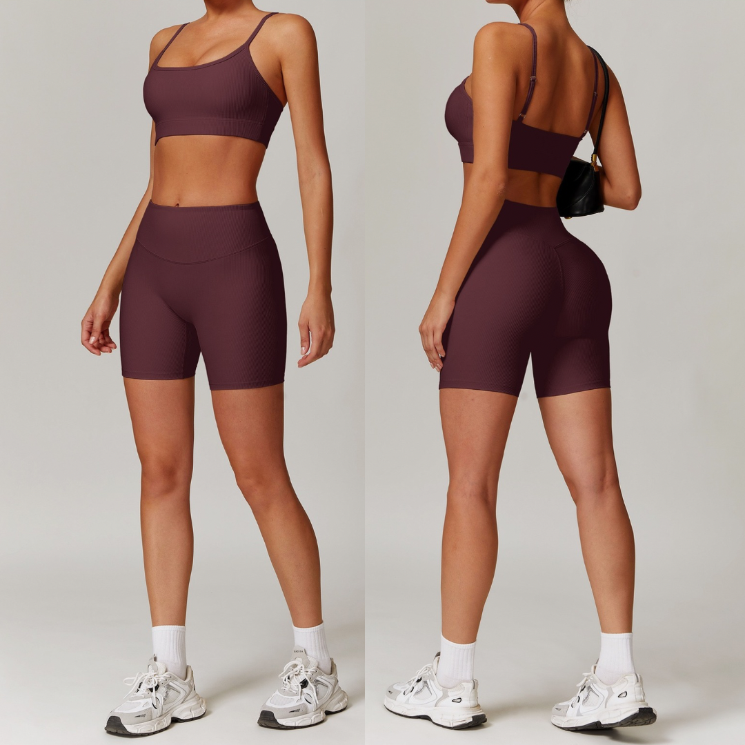 DALI Ribbed Premium Short Set - Burgundy