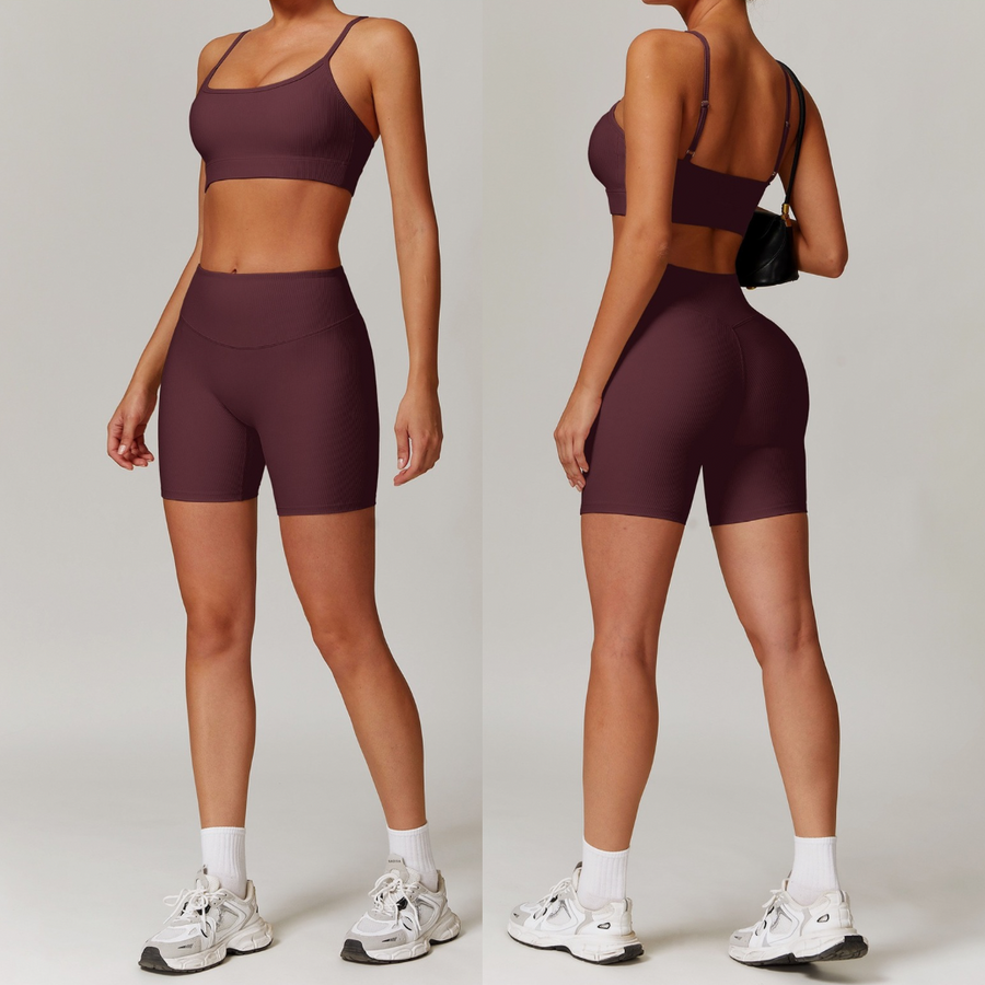 DALI Ribbed Premium Short Set - Burgundy