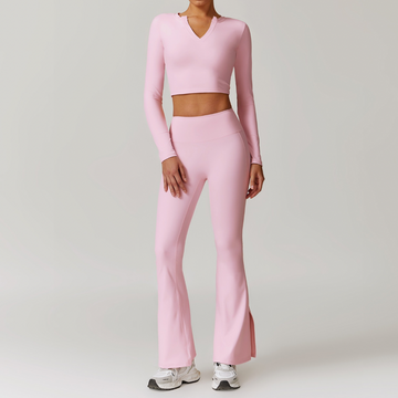 VERA Long Sleeve Yoga Legging Set - Pink