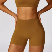 Premium Fabric Scrunched Short - Caramel