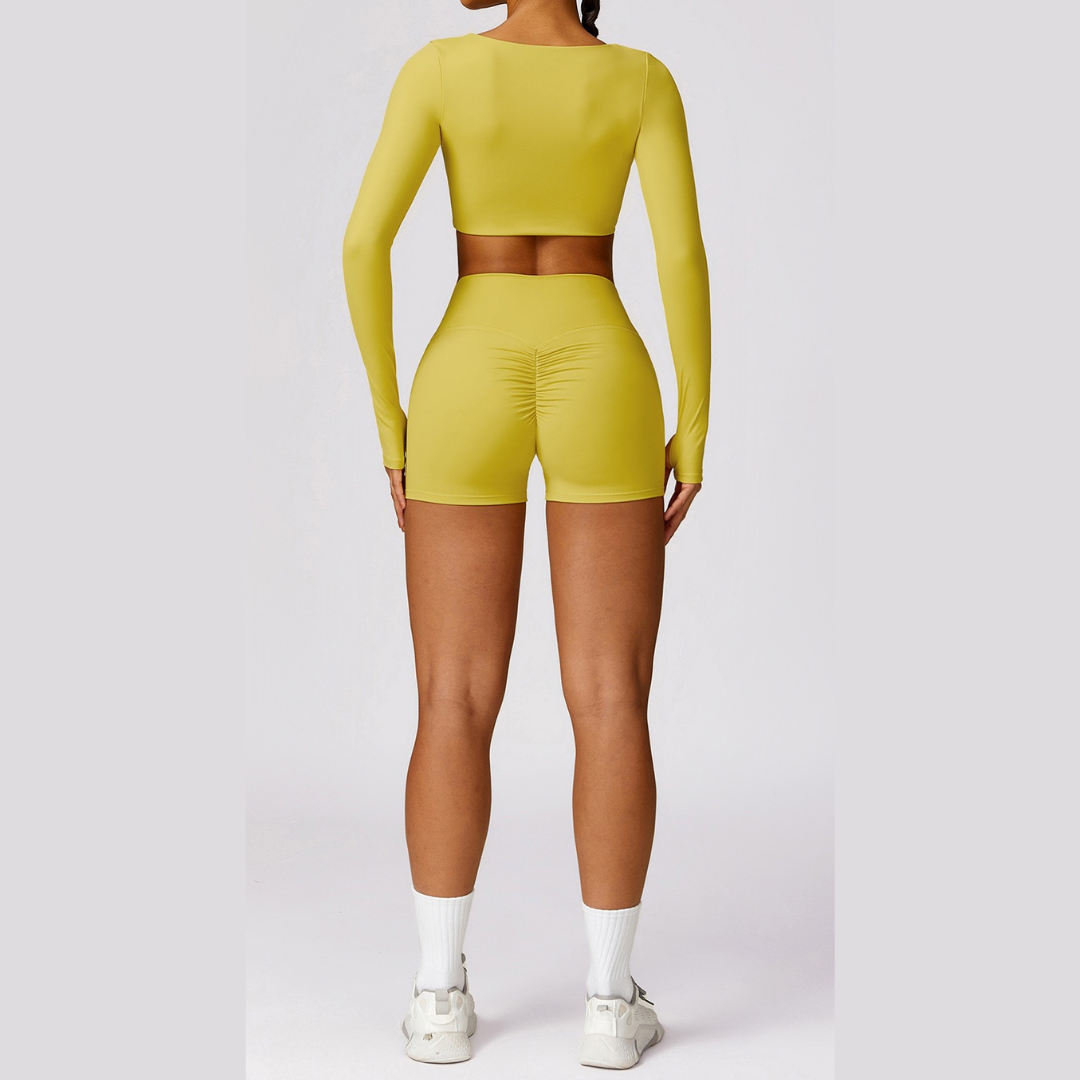 Long Sleeve Premium Short Set - Lemon Yellow